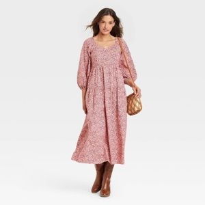 Universal Thread Rose Pink Floral Tiered Maxi Dress